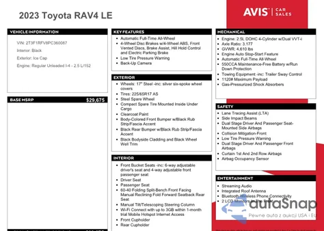 2023 Toyota Rav4 Le from USA, damaged, VIN 2T3F1RFV8PC360087